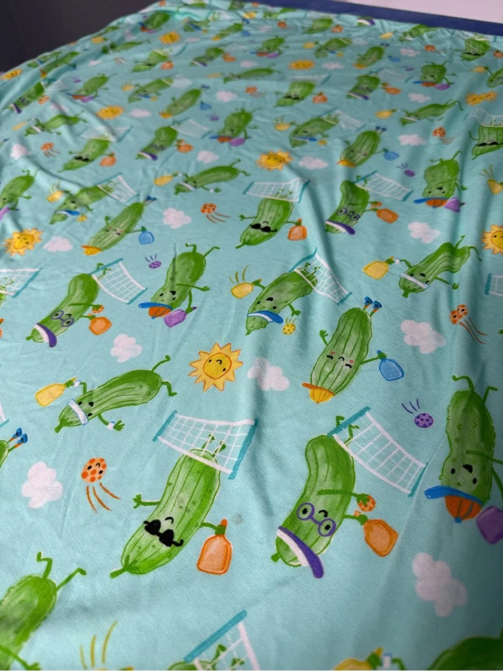 Little Sleepies Blue Pickle-Print Kids Blanket